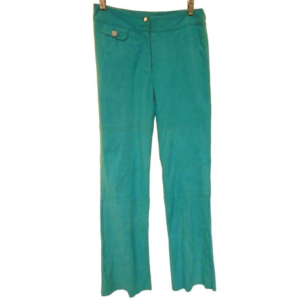 Lilly Pulitzer ELINA Pants Azure Blue Lamb Suede Fully Lined Luxury Sz 4 NEW